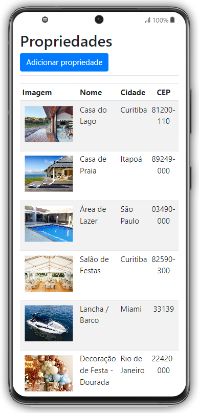 Gestão de propriedades no celular
